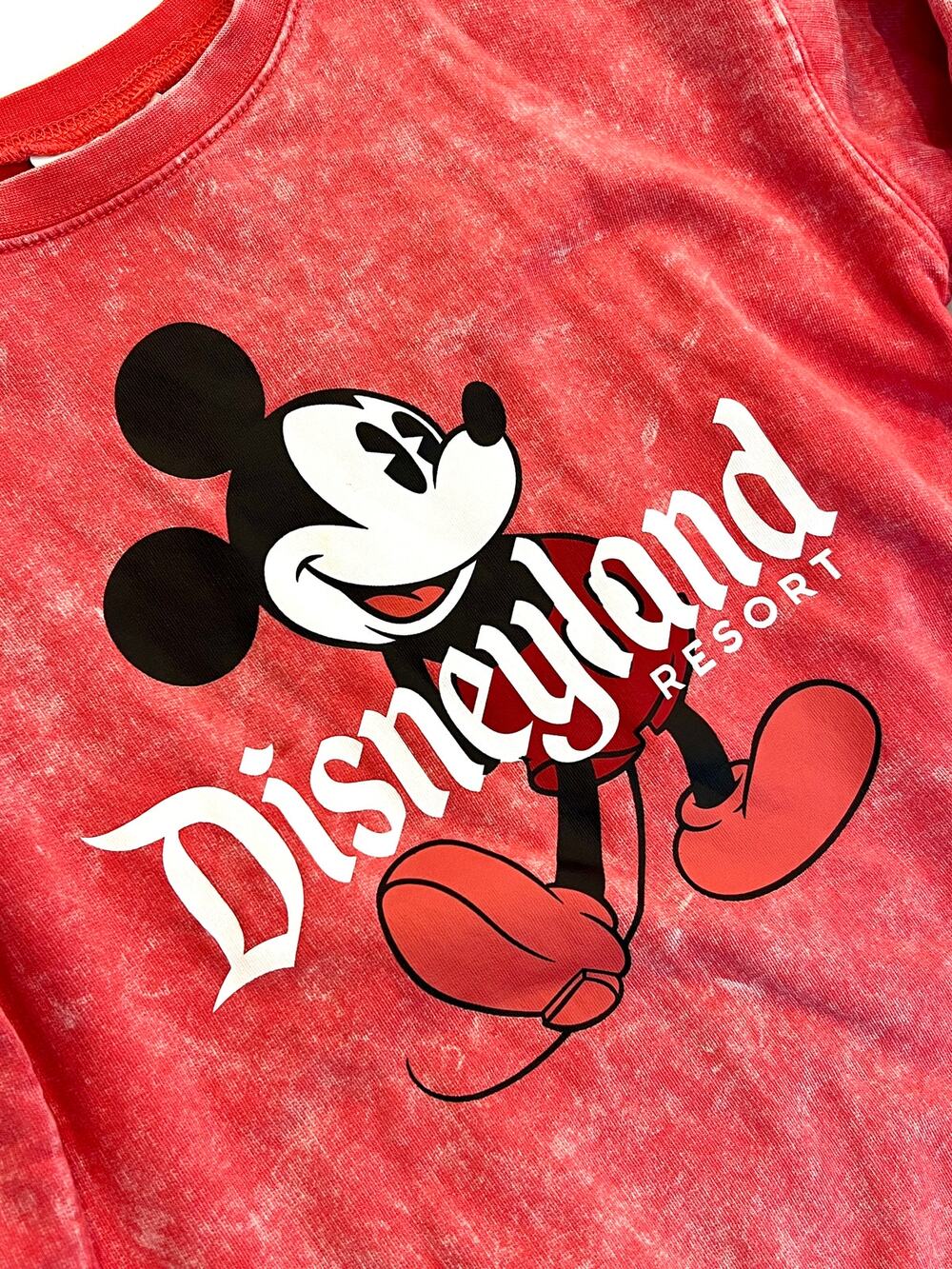 Disneyland Classic Mickey Red Mineral Wash Youth Medium Sweatshirt - Preowned